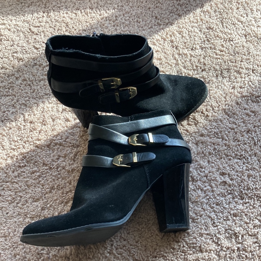 INC black suede boots